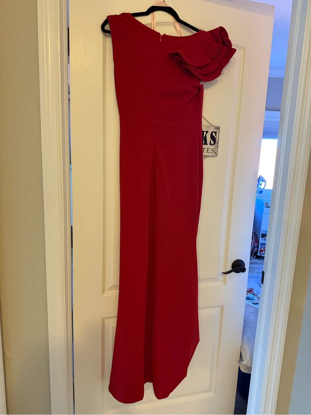 Lulu's Red One-Shoulder Ruffle Gown - Picture 4 of 4